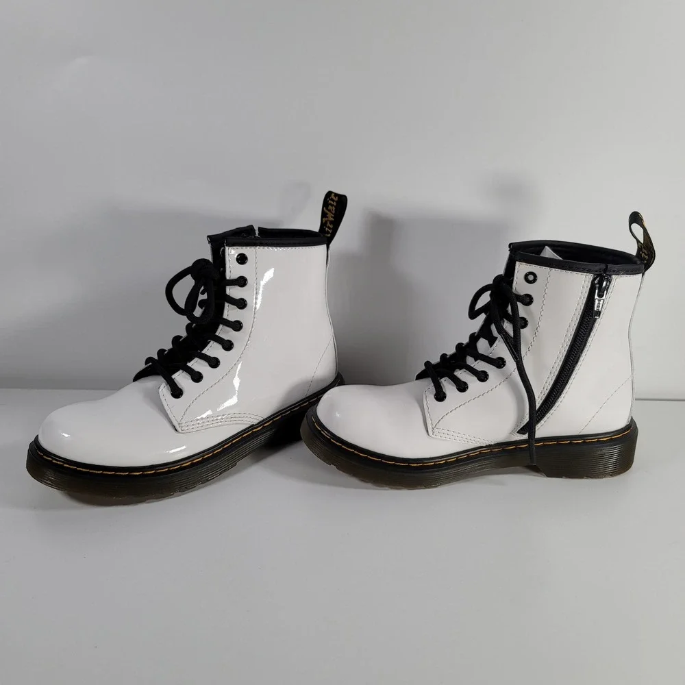 Dr. Martens 1460 J White Boots Patent Leather Side Zip Kids 3 US(EU 34 / UK 2)